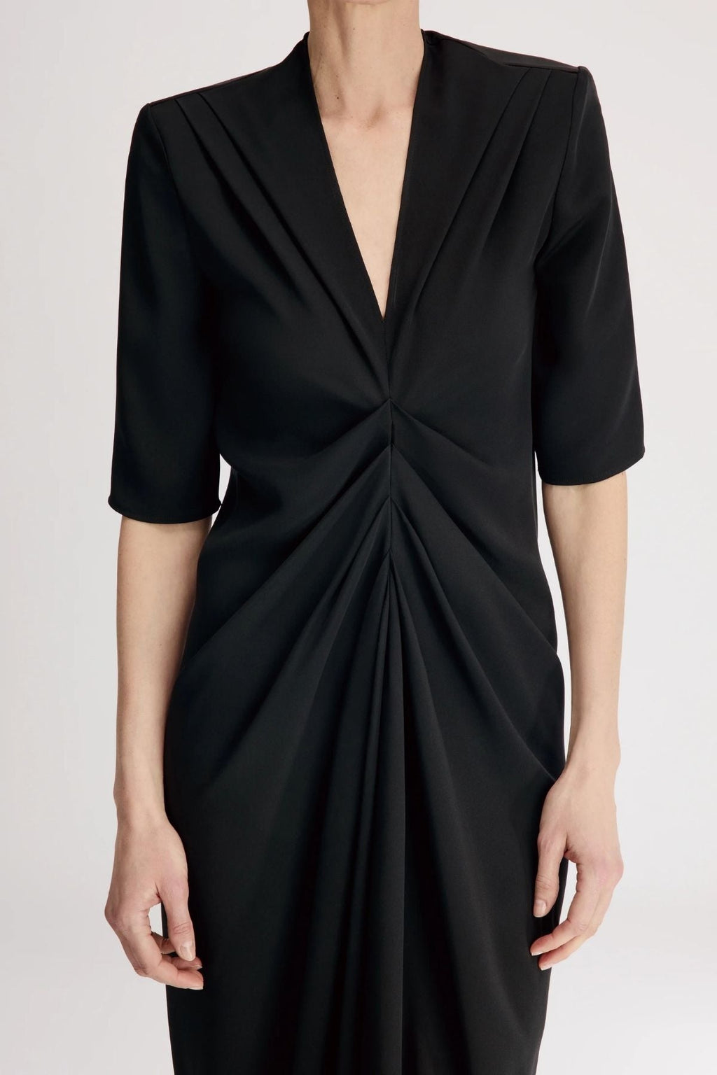 Nerissa Willa Dress Black Silk V-Neck Elbow Sleeve Cocktail Dress 3