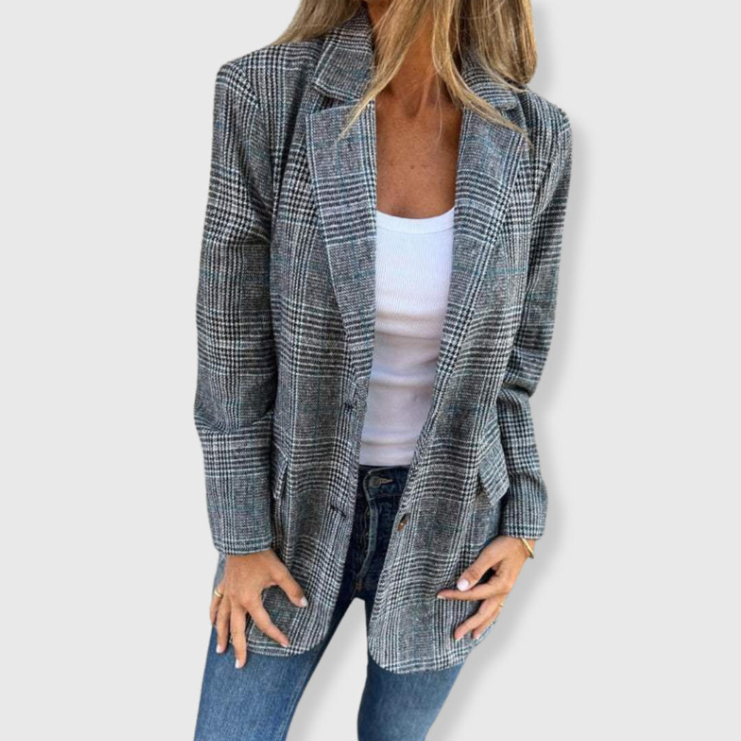 Odette check blazer front view
