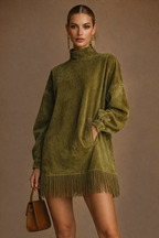 Darcie | Suede Fringe Tunic Dress