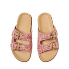 Tan leather buckle sandals with a minimalist design, perfect for casual summer outings. 5