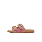 Tan leather buckle sandals with a minimalist design, perfect for casual summer outings. 8