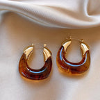 Lilly - Retro U-shaped Geometric Earrings made of Brown Resin for Women