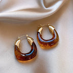 Lilly - Retro U-shaped Geometric Earrings made of Brown Resin for Women