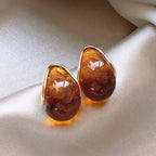 Lilly - Retro U-shaped Geometric Earrings made of Brown Resin for Women