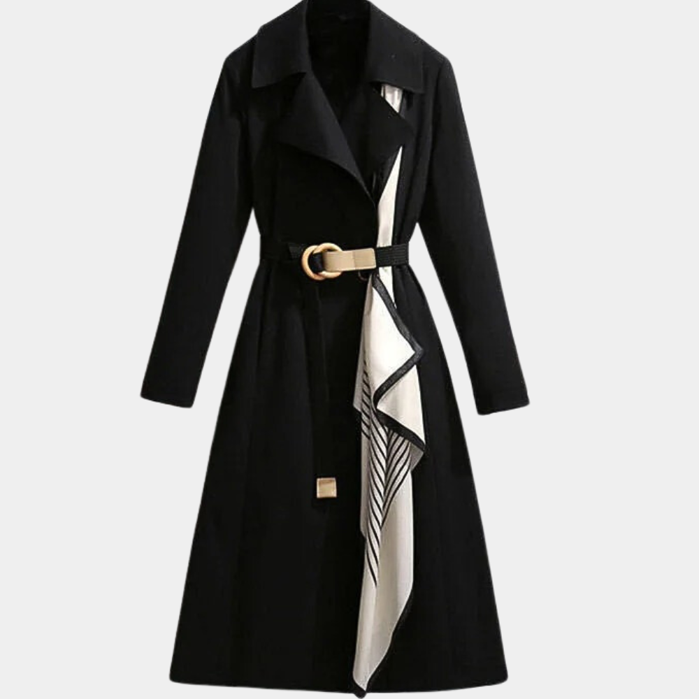Roosmarijn double-breasted belted coat, black