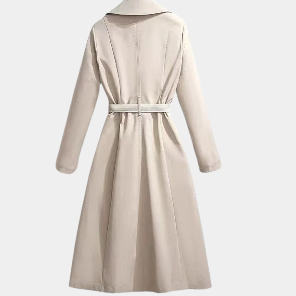Roosmarijn double-breasted belted coat, back view