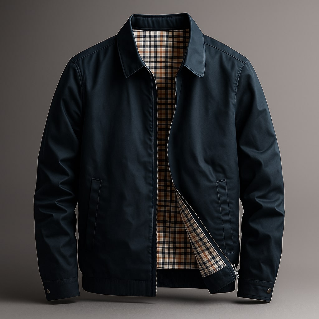 Rowan men's cotton harrington jacket, navy, front view