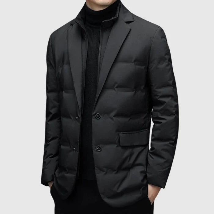 Rutger padded jacket in black, front view