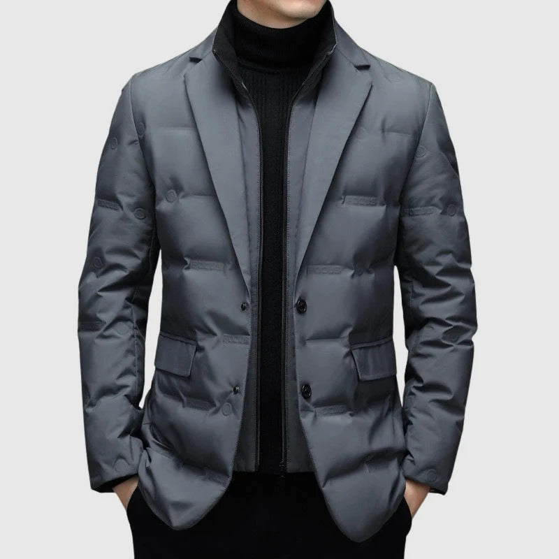 Rutger padded jacket in grey, front view