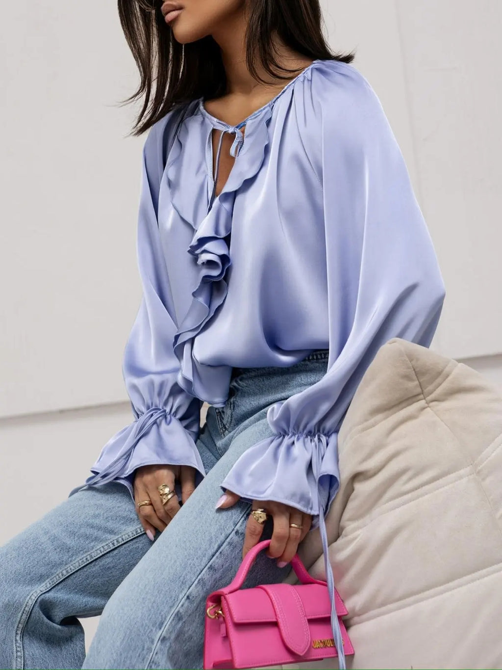 Liori | Satin Ruffle Blouse