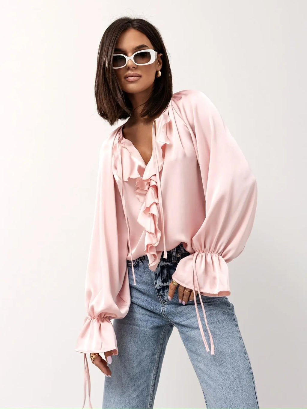 Liori | Satin Ruffle Blouse