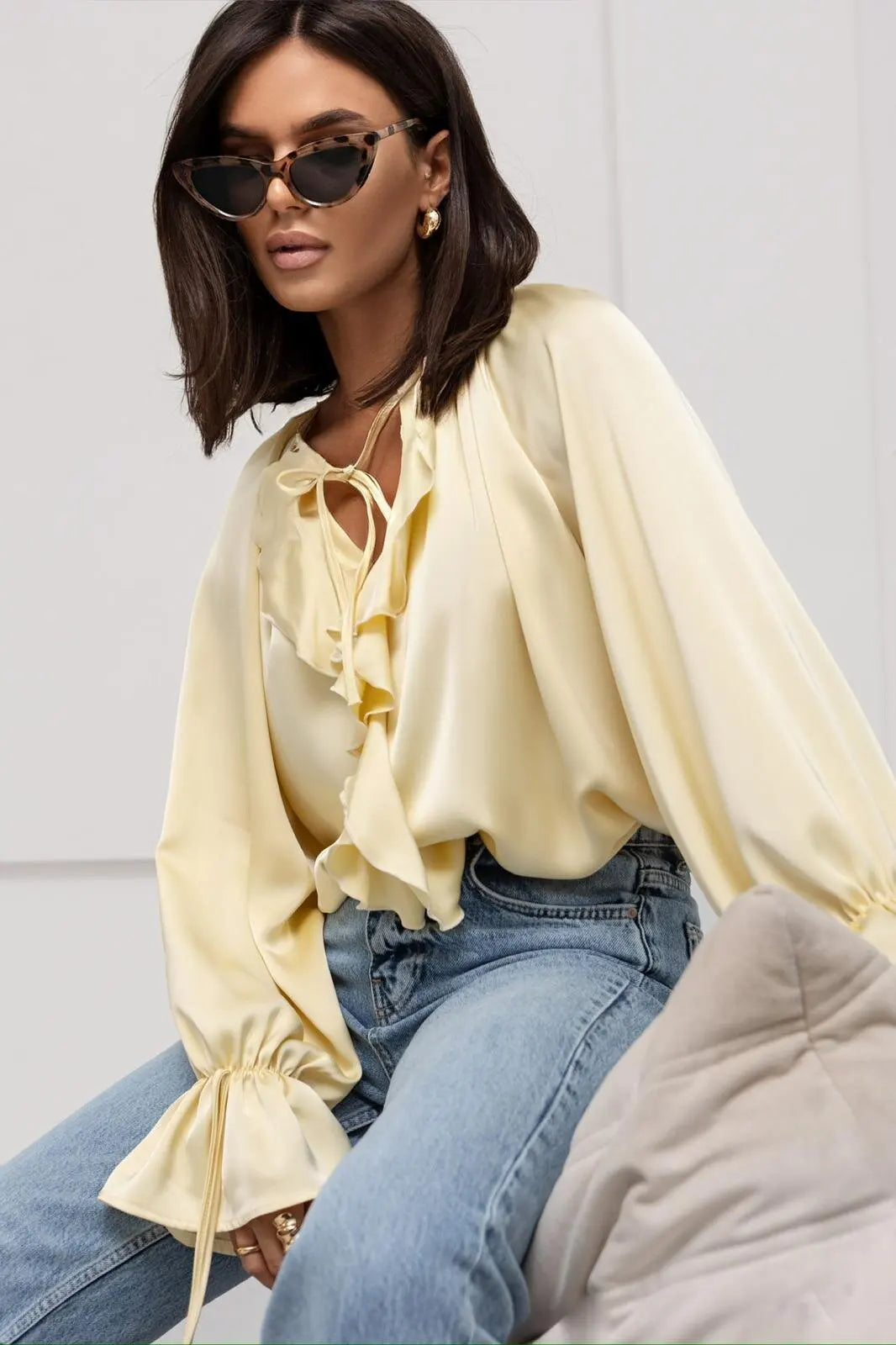 Liori | Satin Ruffle Blouse
