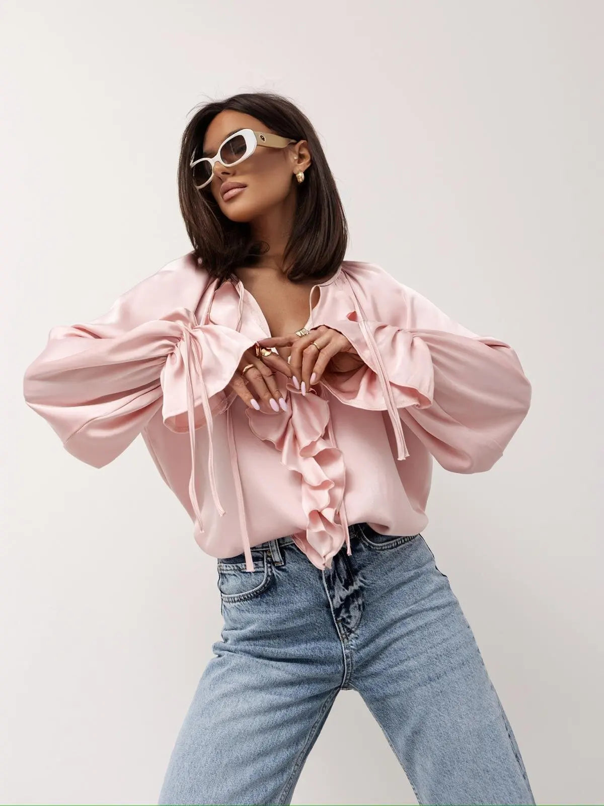 Liori | Satin Ruffle Blouse