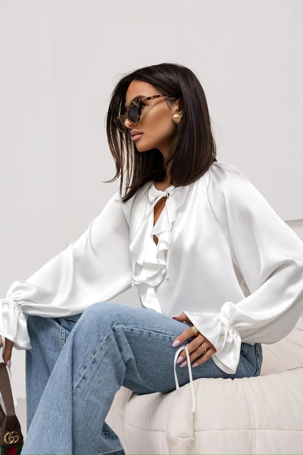 Liori | Satin Ruffle Blouse