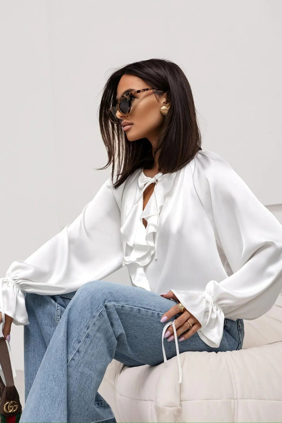 Liori | Satin Ruffle Blouse