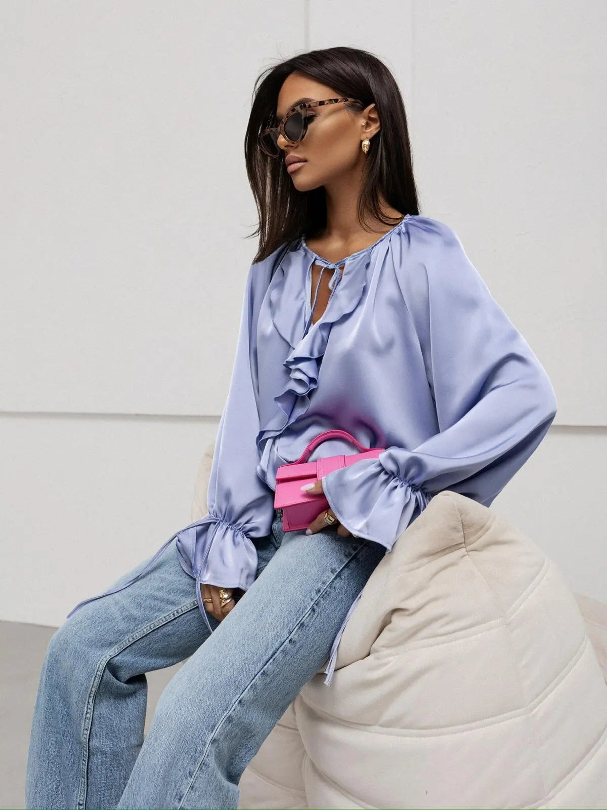 Liori | Satin Ruffle Blouse