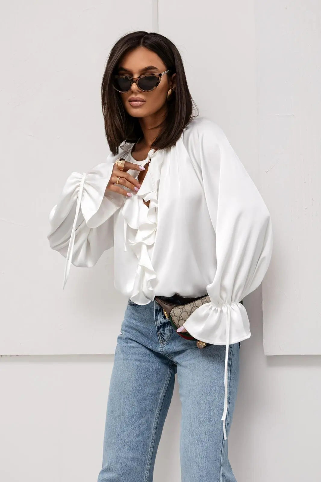Liori | Satin Ruffle Blouse