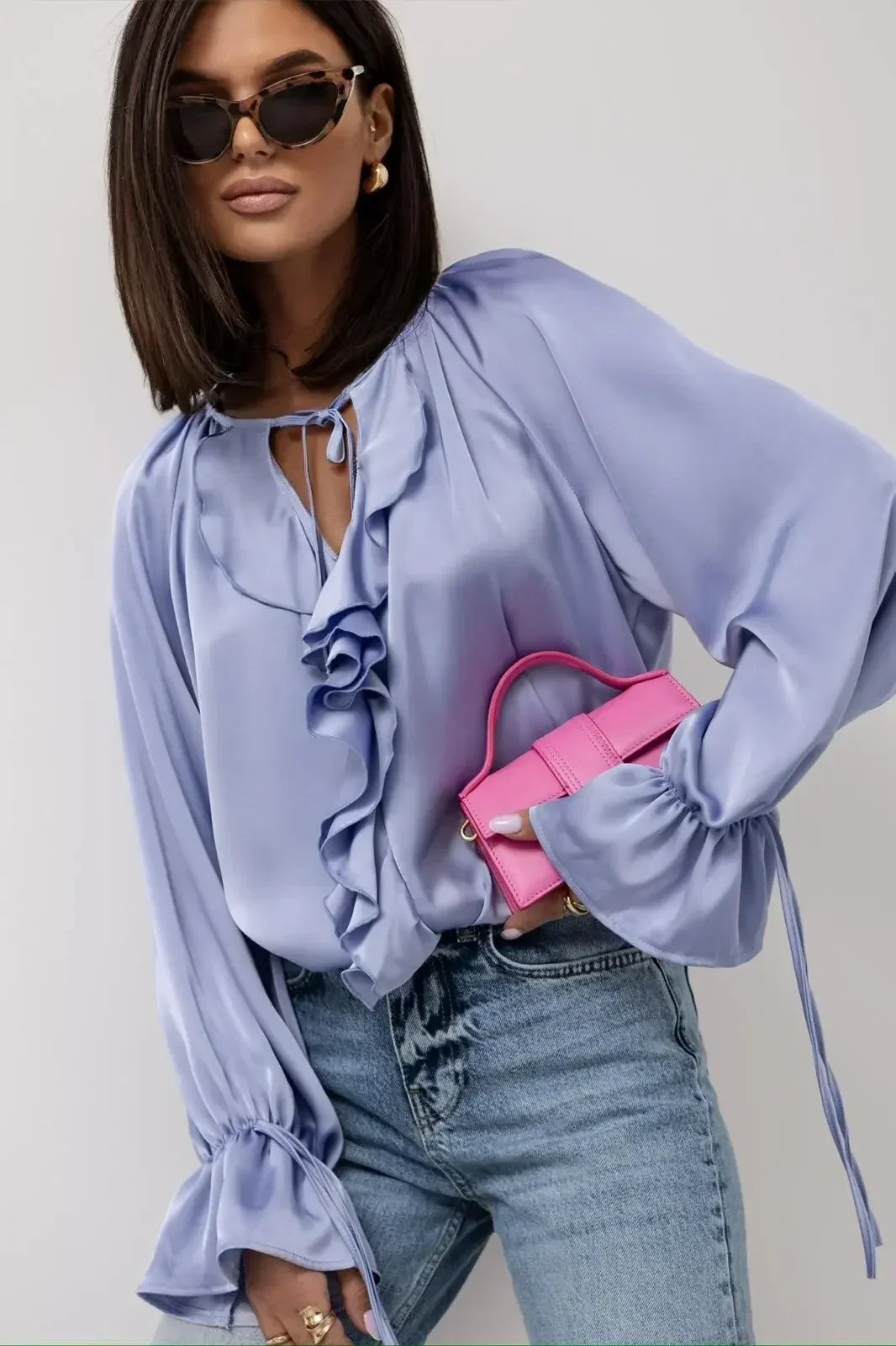 Liori | Satin Ruffle Blouse