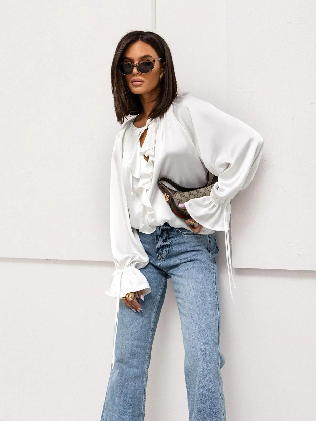 Liori | Satin Ruffle Blouse
