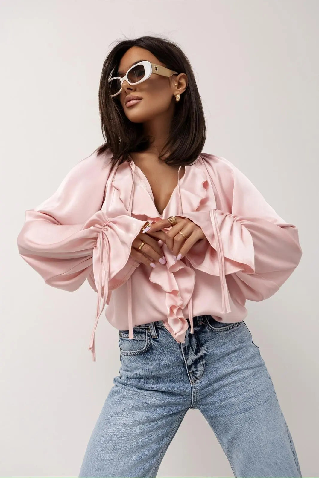 Liori | Satin Ruffle Blouse