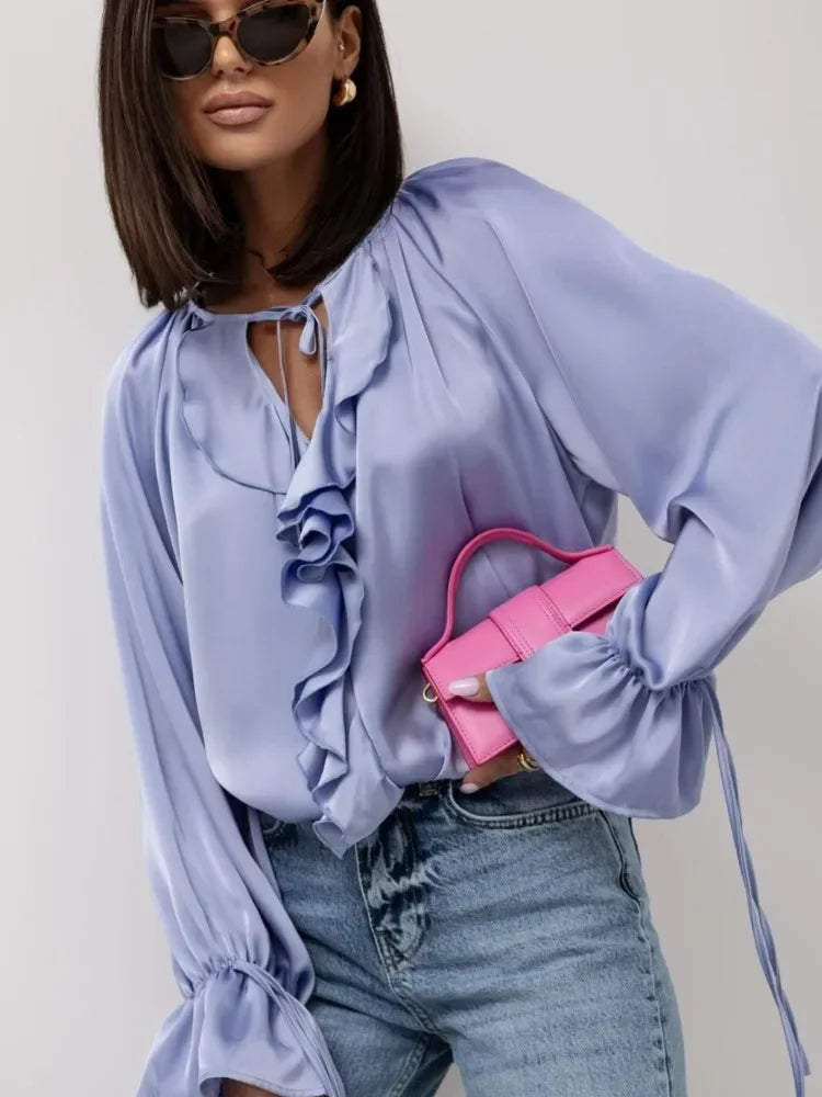 Liori | Satin Ruffle Blouse