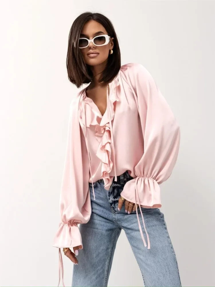 Liori | Satin Ruffle Blouse