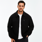 Salvador men's corduroy zip jacket, black, worn