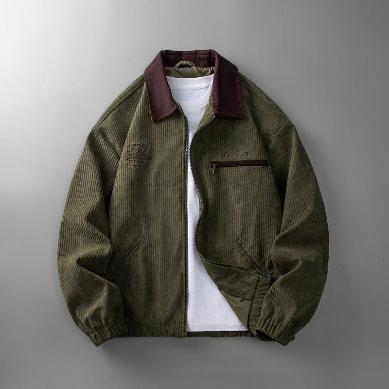 Salvador men's corduroy zip jacket, green
