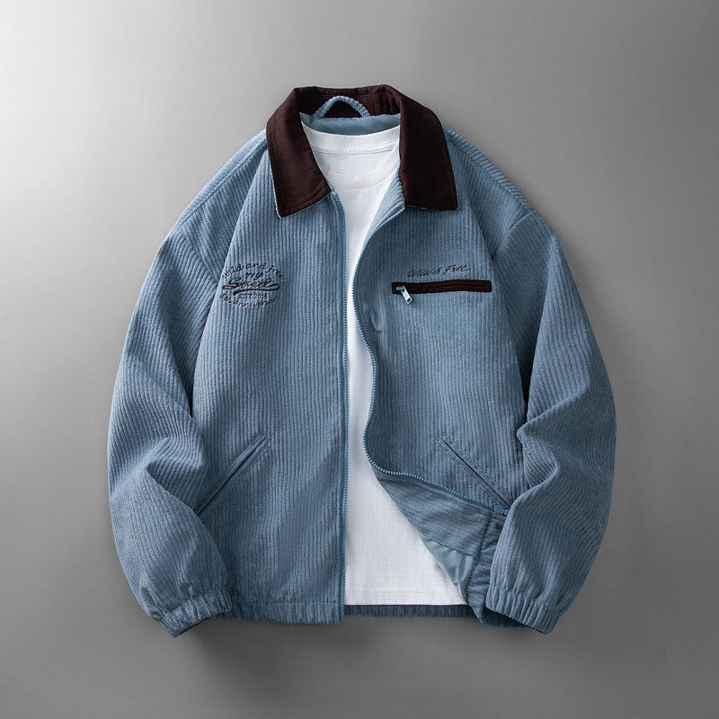 Salvador men's corduroy zip jacket, blue