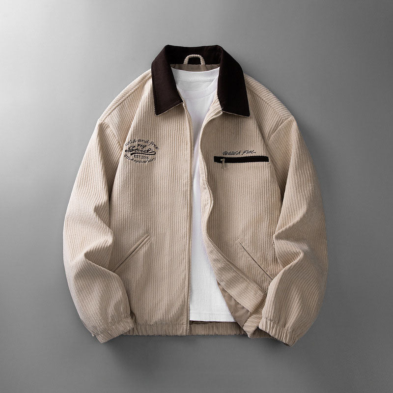 Salvador men's corduroy zip jacket, beige