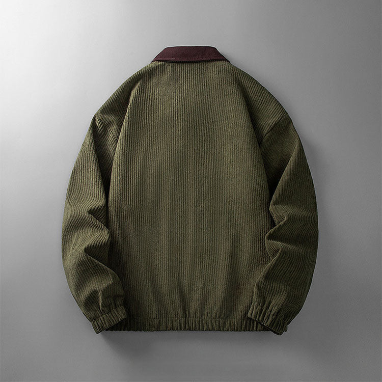 Salvador men's corduroy zip jacket, green, back