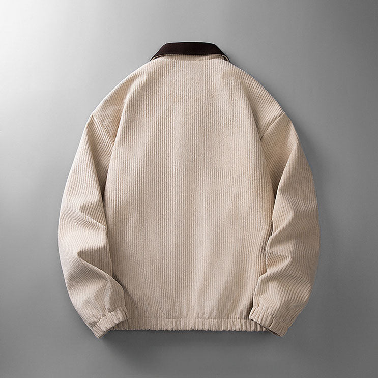 Salvador men's corduroy zip jacket, beige, back