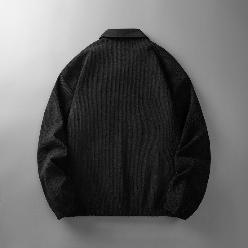 Salvador men's corduroy zip jacket, black, back