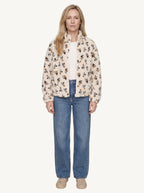 Sanne floral teddy fleece jacket, ecru, front view
