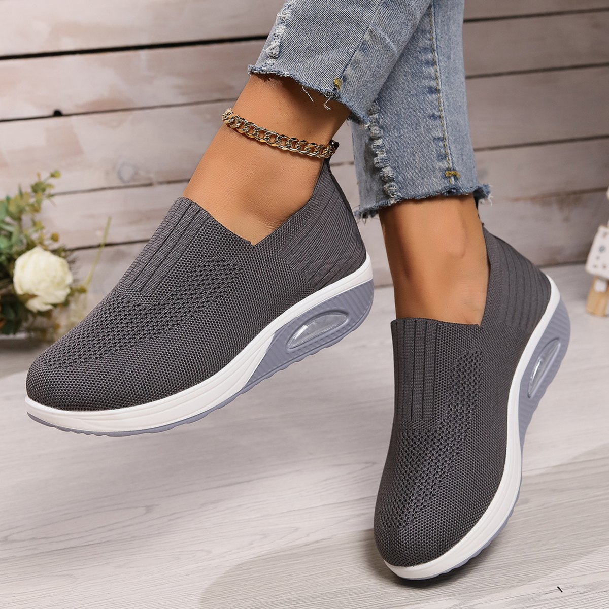 Saskia orthopedic slip-on sneakers, gray