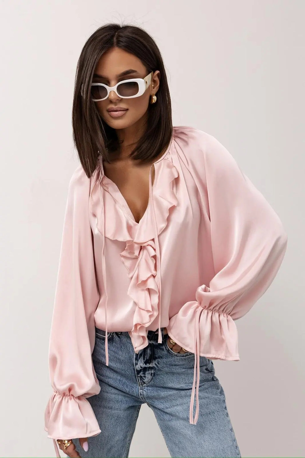Liori | Satin Ruffle Blouse