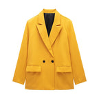 Willshela | Vintage Double-Breasted Blazer with Pockets