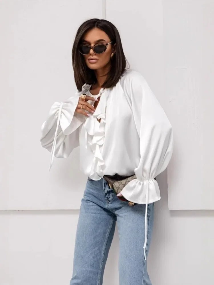 Liori | Satin Ruffle Blouse