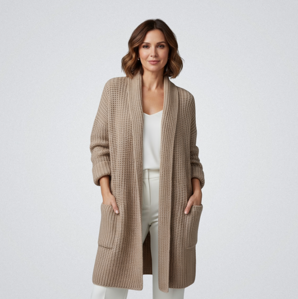 Kiara | Knitted Wool-look Cardigan With Pockets