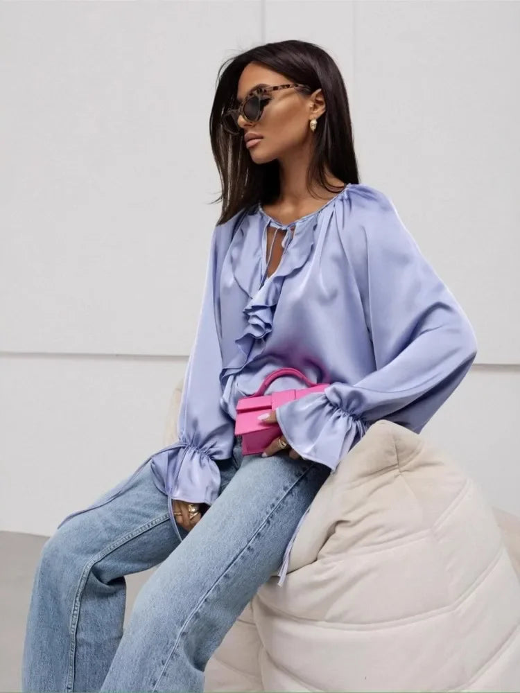 Liori | Satin Ruffle Blouse