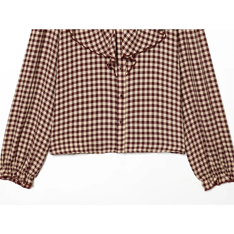 Maribel | Heritage Check Ruffle Blouse