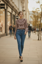 Maribel | Heritage Check Ruffle Blouse