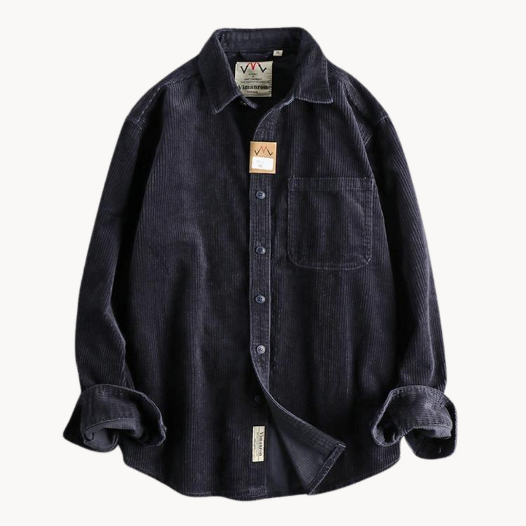 Zach | Men’s Casual Brown Corduroy Long Sleeve Shirt