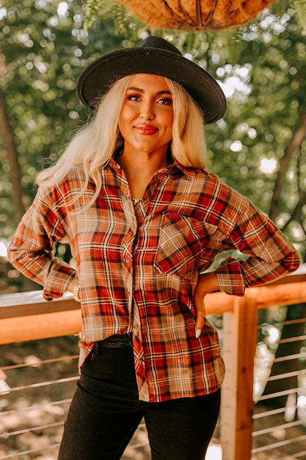 Warm taupe plaid flannel shirt, long sleeve style, perfect for casual wear. 6