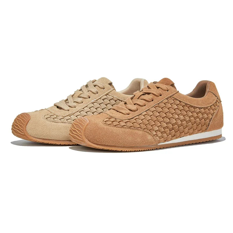 A textured, sienna-colored runner with a woven design, adding warmth and style to any space. 2