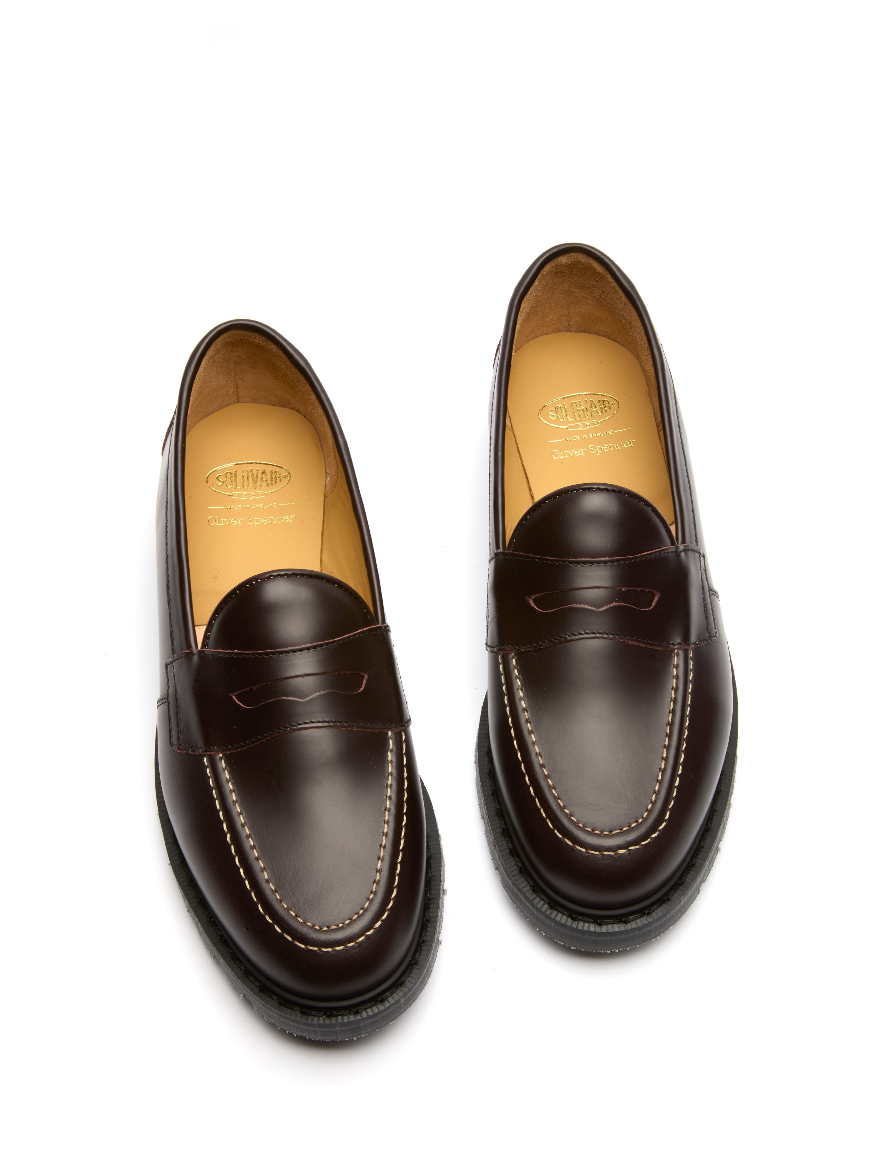 Solovair x Oliver Spencer Penny Loafer Ox Blood Leather Contrast Stitch 4