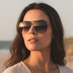 Sophie aviator sunglasses in silver with mirrored lenses and a lightweight metal frame. 3