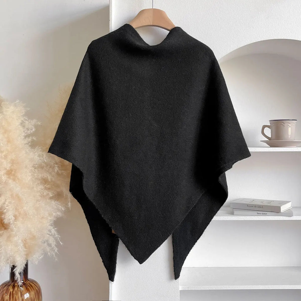 Sterre knitted triangle shawl, black, on hanger