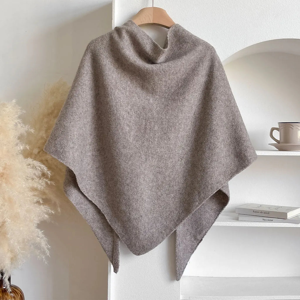 Sterre knitted triangle shawl, light grey, on hanger