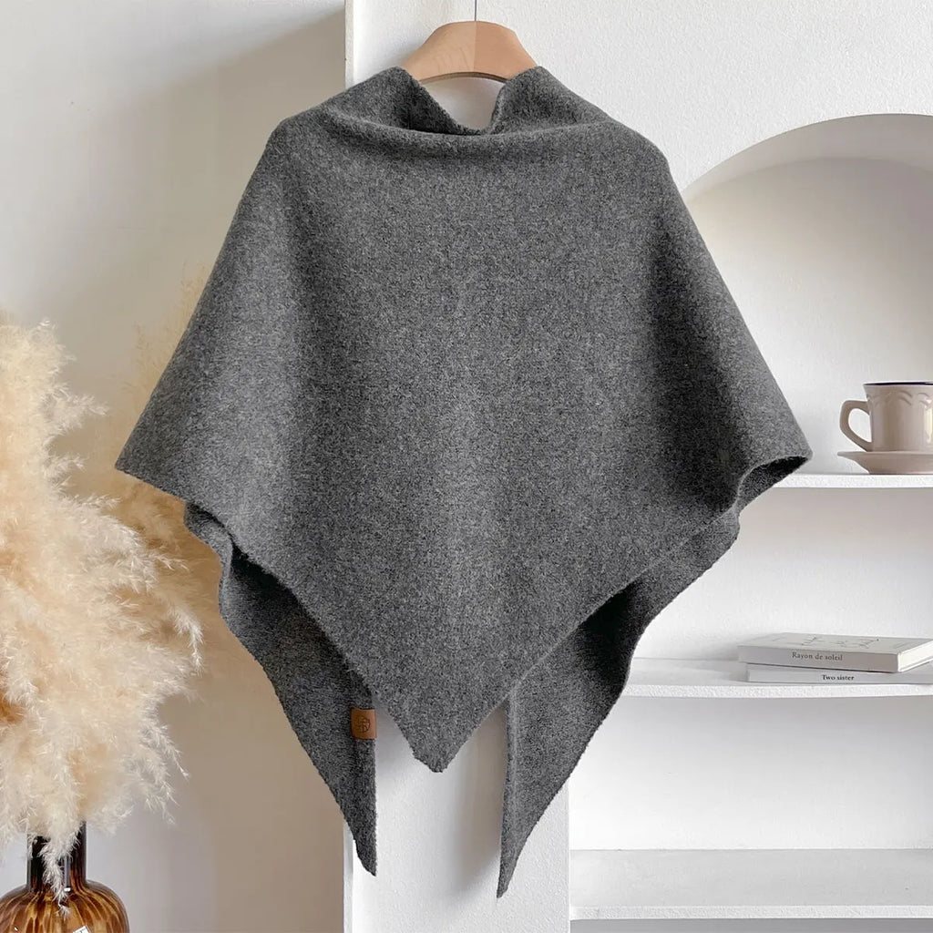 Sterre knitted triangle shawl, grey, on hanger